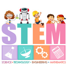 Stem education logo with little kids cartoon Vector Image