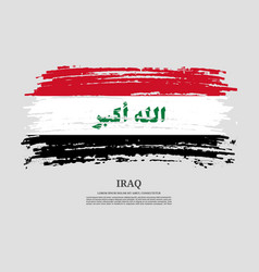 Iraq Flag With Brush Stroke Effect And Information