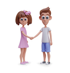 Boy And Girl Shake Hands 3d Characters