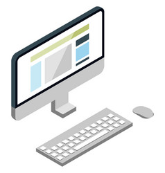 Computer Isometric Icon Workspace Monitor