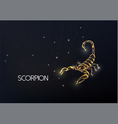 Gold Scorpion Made Of Lines Dots Circles