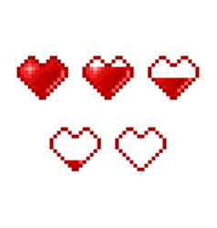 Pixel Art Life Bar Retro Video Game Health Heart