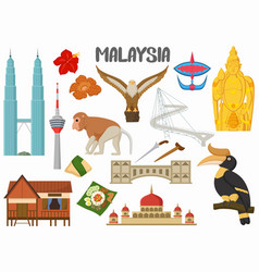 Set Of Malaysia Famous Landmarks