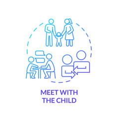 Meet With Child Blue Gradient Concept Icon