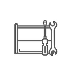 Wrench And Spanner Tool Rack Isolated Outline Icon