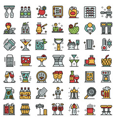 Bartender Icons Set Line Color