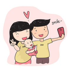 Happy Family Young Parent Taking Selfie Photo