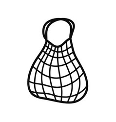 Market String Bag Doodle Icon Black Hand Drawn