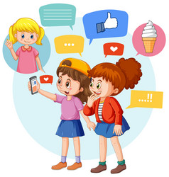 Two Girls Using Smartphone For Online Learning