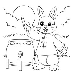 Rabbit Playing Drums Coloring Page For Kids