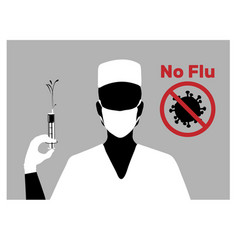 Silhouette Of Nurse In Mask With Syringe In Hand