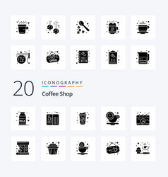 20 Coffee Shop Solid Glyph Icon Pack Like Break