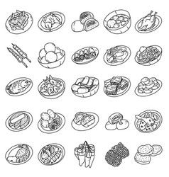 Indonesian Food Set Icon Doodle Hand Drawn