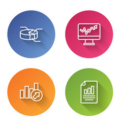 Set Line Pie Chart Infographic Monitor