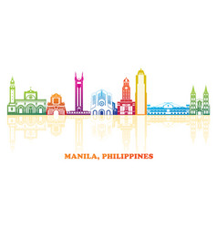 Colorful Skyline Panorama Of City Manila