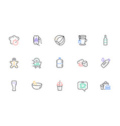 Food App Cooler Bottle And Beer Glass Line Icons