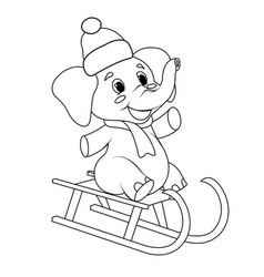 A Baby Elephant In New Years Hat Rides Sled