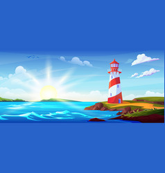 Summer Landscape With Lighthouse On Sea Coast