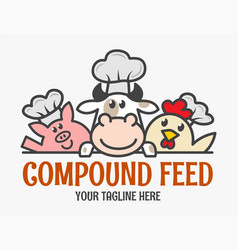 Three Funny Animal Chefs Compound Feed Logo