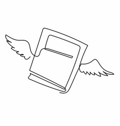 Single Continuous Line Drawing Flying Book