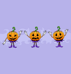 Three Pumpkin Jack O Lantern Characters