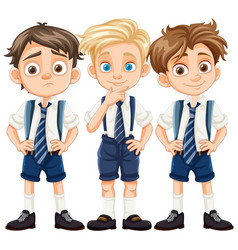 Cartoon Characters Of Boys Wearing School Uniform