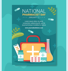 World Pharmacists Day Poster Flat Cartoon Hand