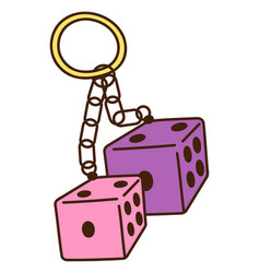 Cute Doodle Keychain With Dice From