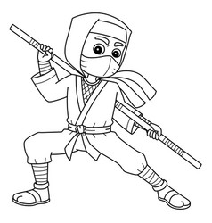 Ninja Holding A Staff Isolated Coloring Page