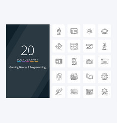 20 Gaming Genres And Programming Outline Icon