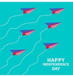 Six Paper Planes With Dash Line Happy Independence