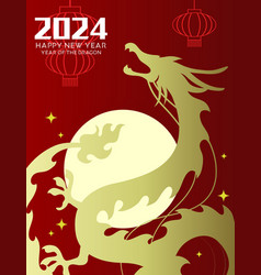 Asian Dragon On Moon Silhouette New Year 2024