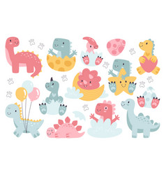 Cute Baby Shower Characters With Funny Dinosaurs