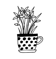 Daffodil In A Pot Icon Hand Drawn Minimalism