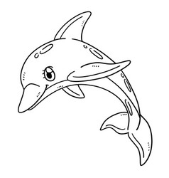 Mother Dolphin Isolated Coloring Page For Kids