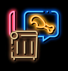 Chicken Food In Trash Container Neon Glow Icon