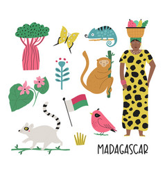 Colorful Image Design With Symbols Of Madagascar