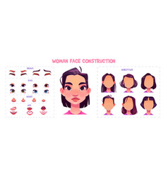 Female Face Constructor Set For Game Avatar