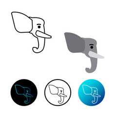 Flat Elephant Head Icon