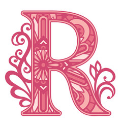 Letter R Pink Alphabet Mandala