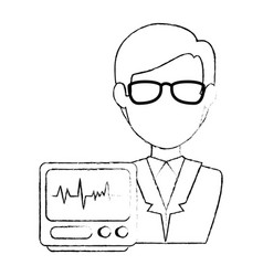 Doctor Character With Ekg Machine