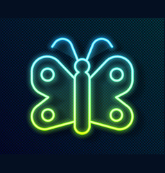 Glowing Neon Line Butterfly Icon Isolated On Black