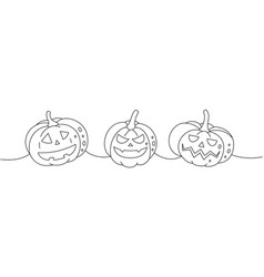 Pumpkins Scary Faces Set Autumn Halloween