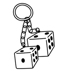 Cute Doodle Keychain With Dice From