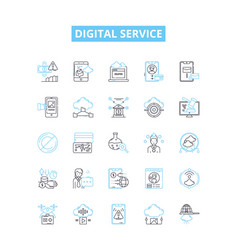 Digital Service Line Icons Set Digital