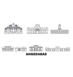 India Ahmedabad Line Travel Skyline Set