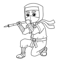 Ninja With Blow Gun Isolated Coloring Page