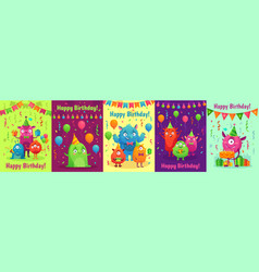 Monster Birthday Greeting Card Monsters With