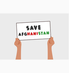 Save Afghanistan Banner In Woman Hands War