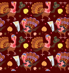 Seamless Pattern Cartoon Thanksgiving Turkey